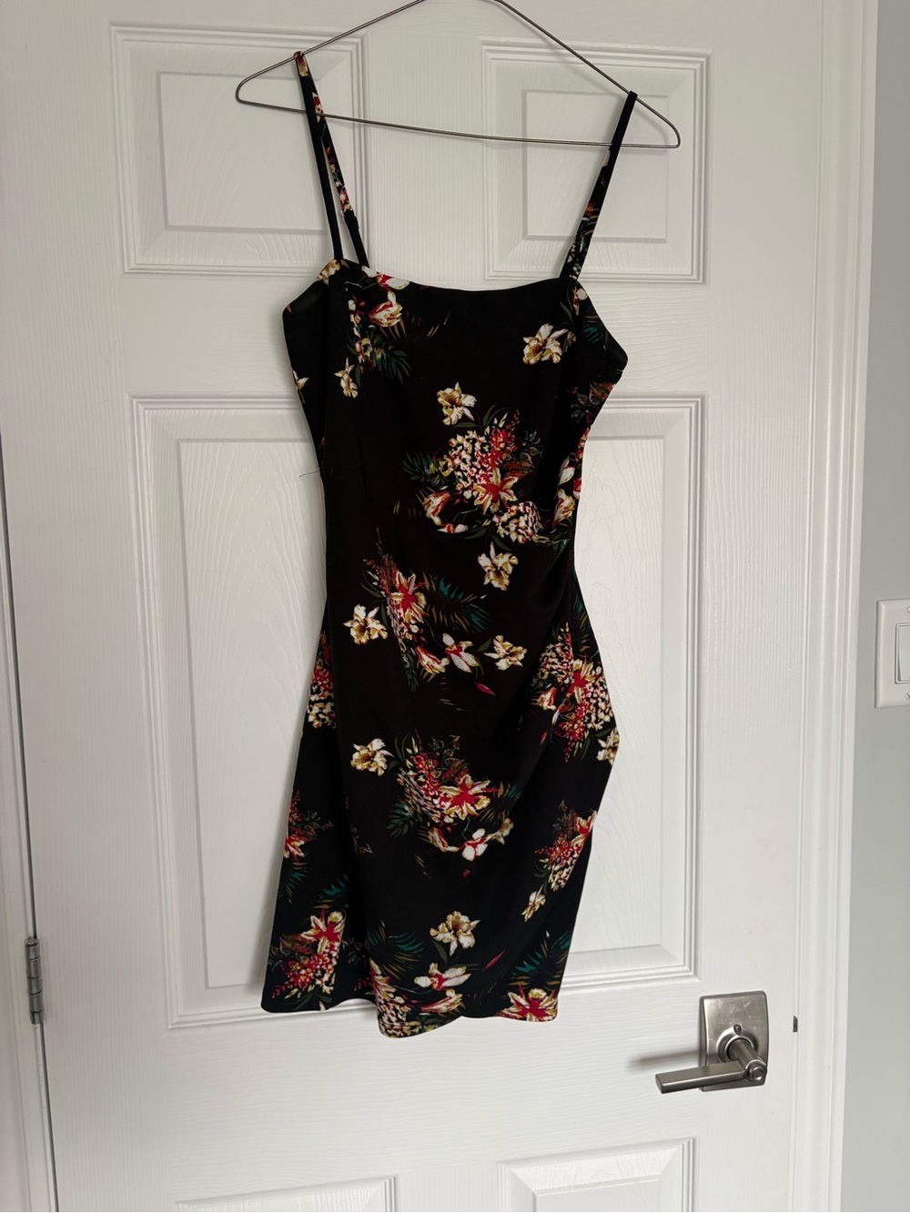 Revamped Black Floral Mini Slip Dress